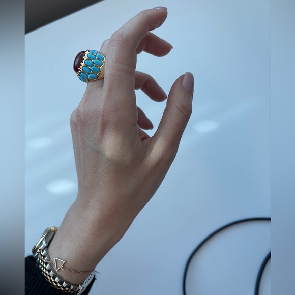 statement  Crystal  Turquoise ring - Picture 2 of 12
